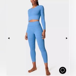 Sweaty Betty Motion Jacquard 7/8 Workout Leggings in Regatta Blue size medium